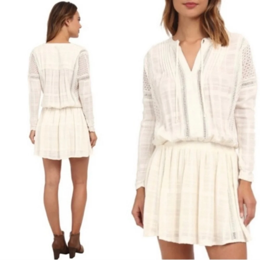 Free people cream crochet mini dress